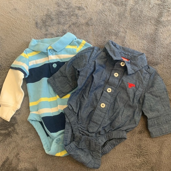 Wrangler Blue Striped and Chambray Bodysuits - Picture 1 of 7